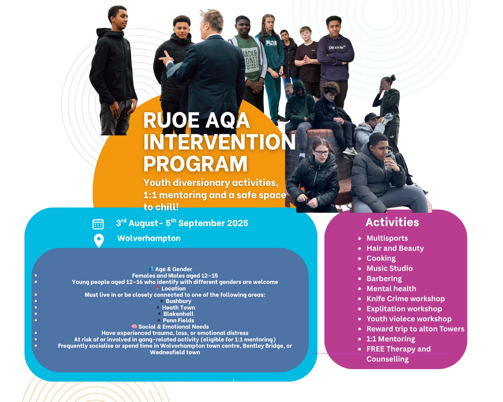 Teens AQA programme block mentored by Reach and Unite Outreach and Empowerment CIC