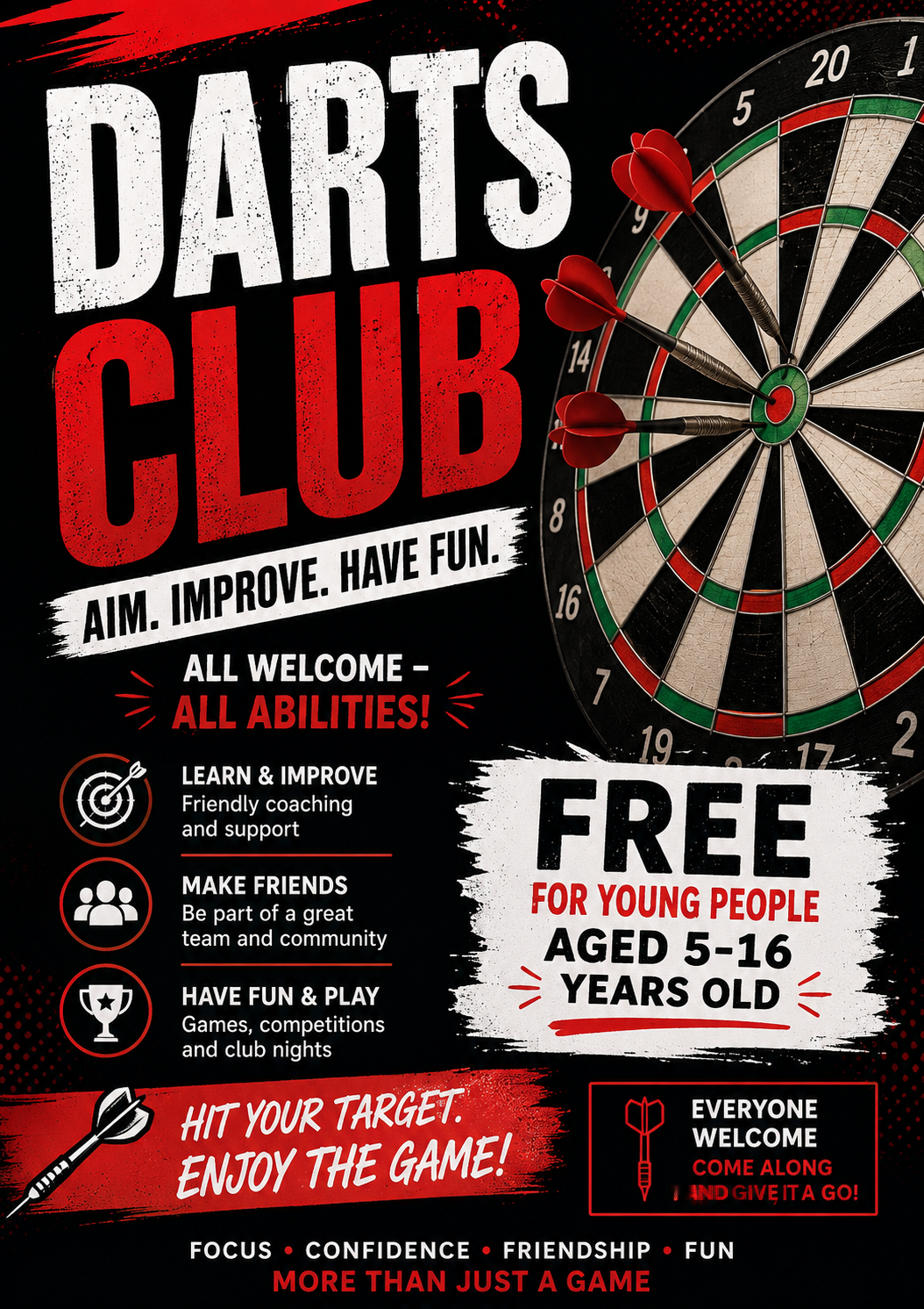 Darts Club for YP aged 5-16 block mentored by Sunderland Community Action Group