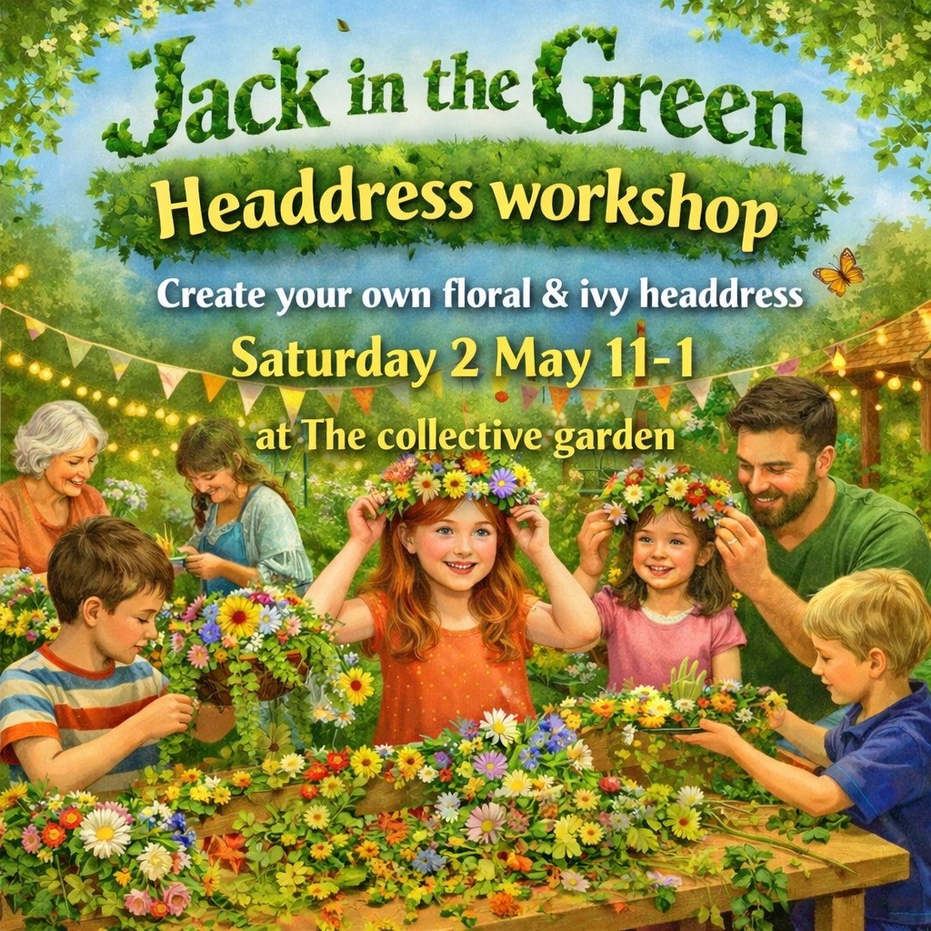 Jack In The Green Head dress workshop block mentored by Bexhill Family Collective CIC