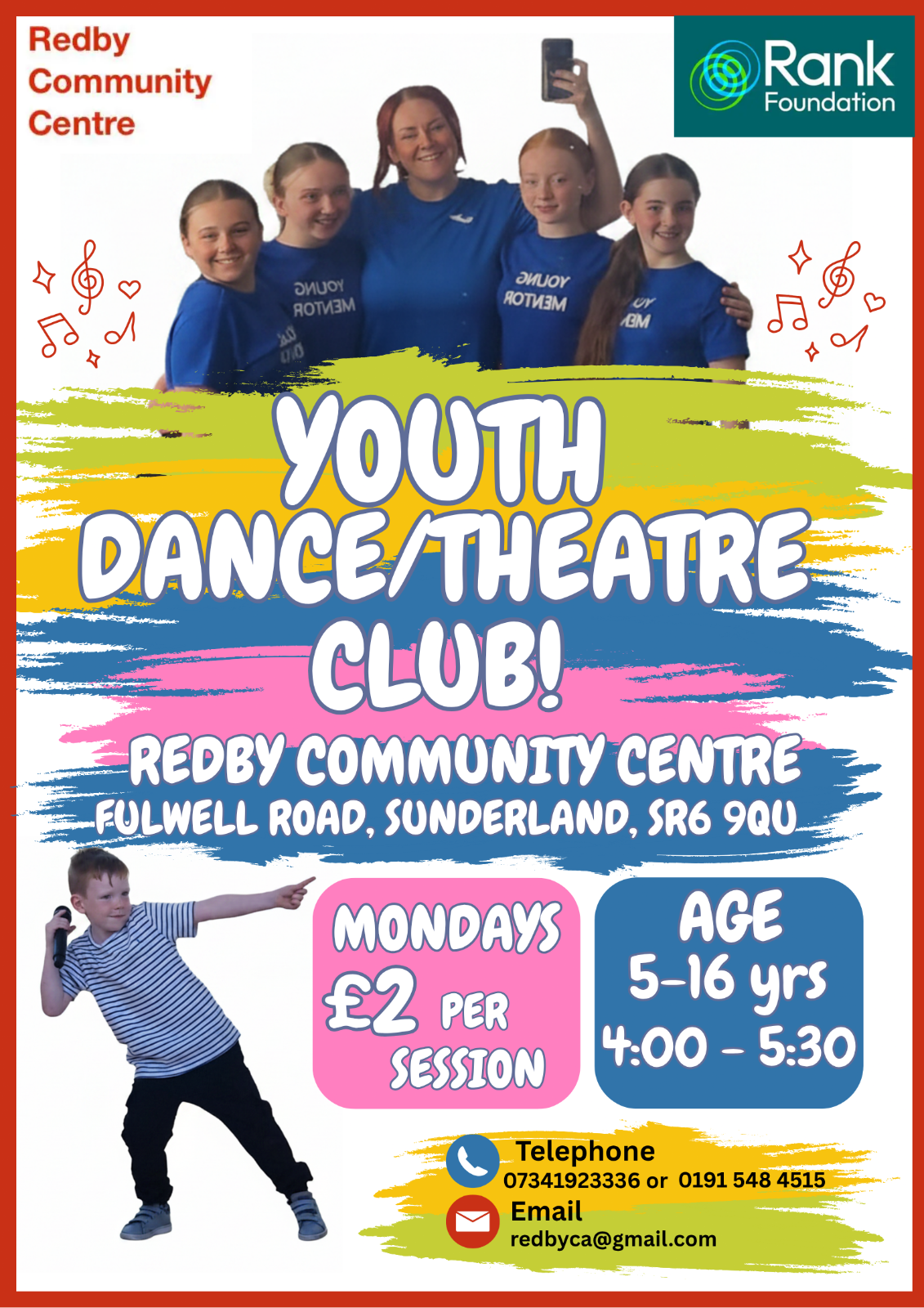 youth Dance Theatre club 5-16 years old block mentored by Sunderland Community Action Group