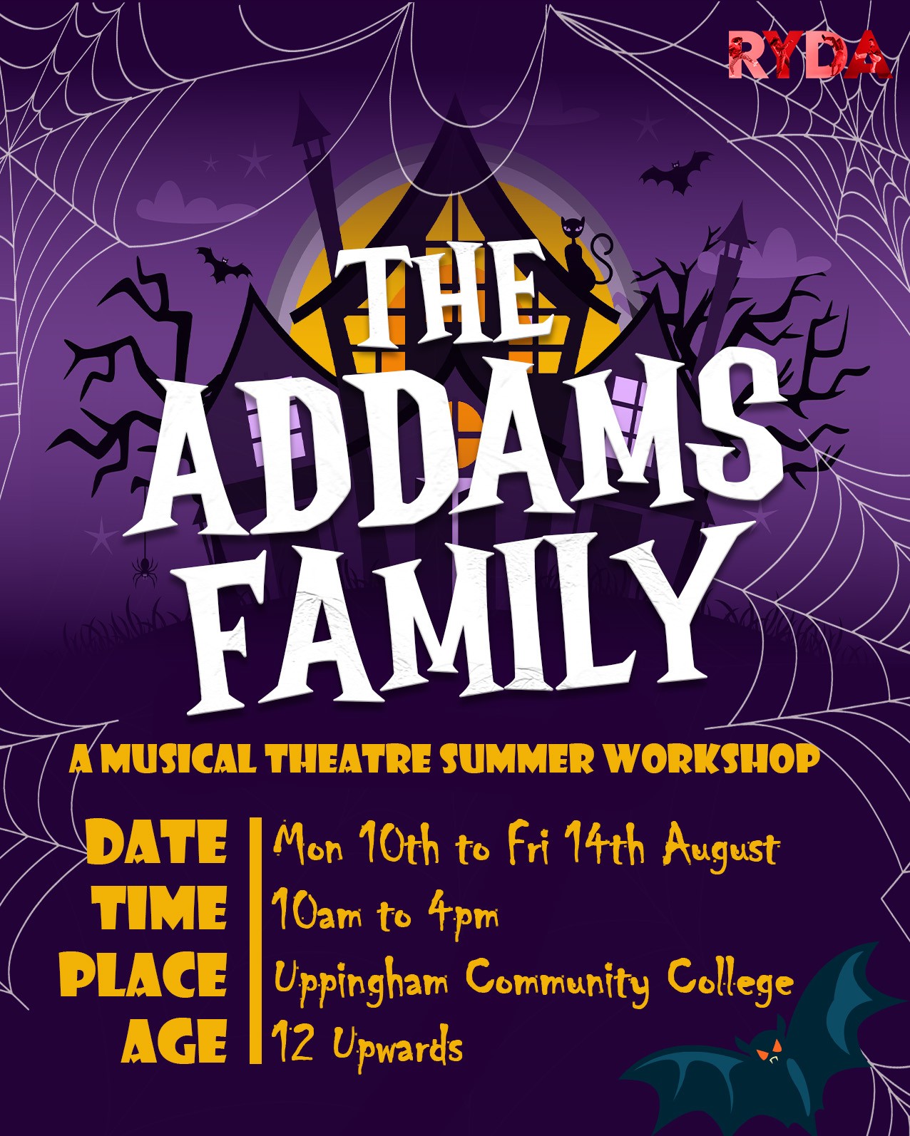 RYDA 'Addams Family' Summer Production block mentored by Rutland Youth Dance Academy