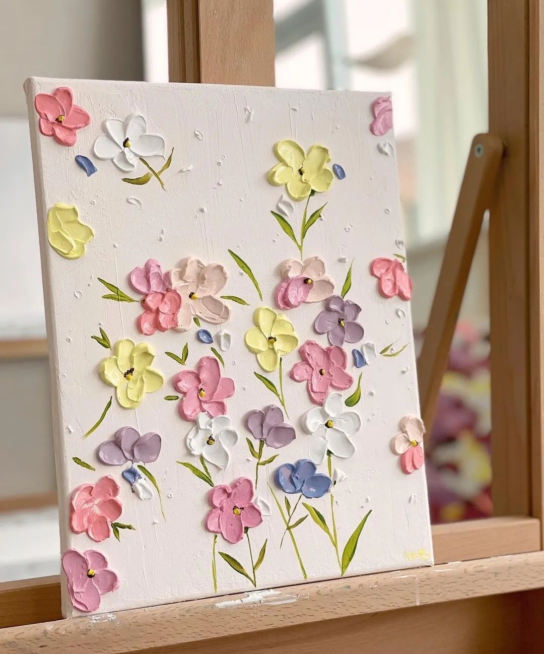 3D Floral Painting on Canvas block mentored by The Creative Space Cumbria