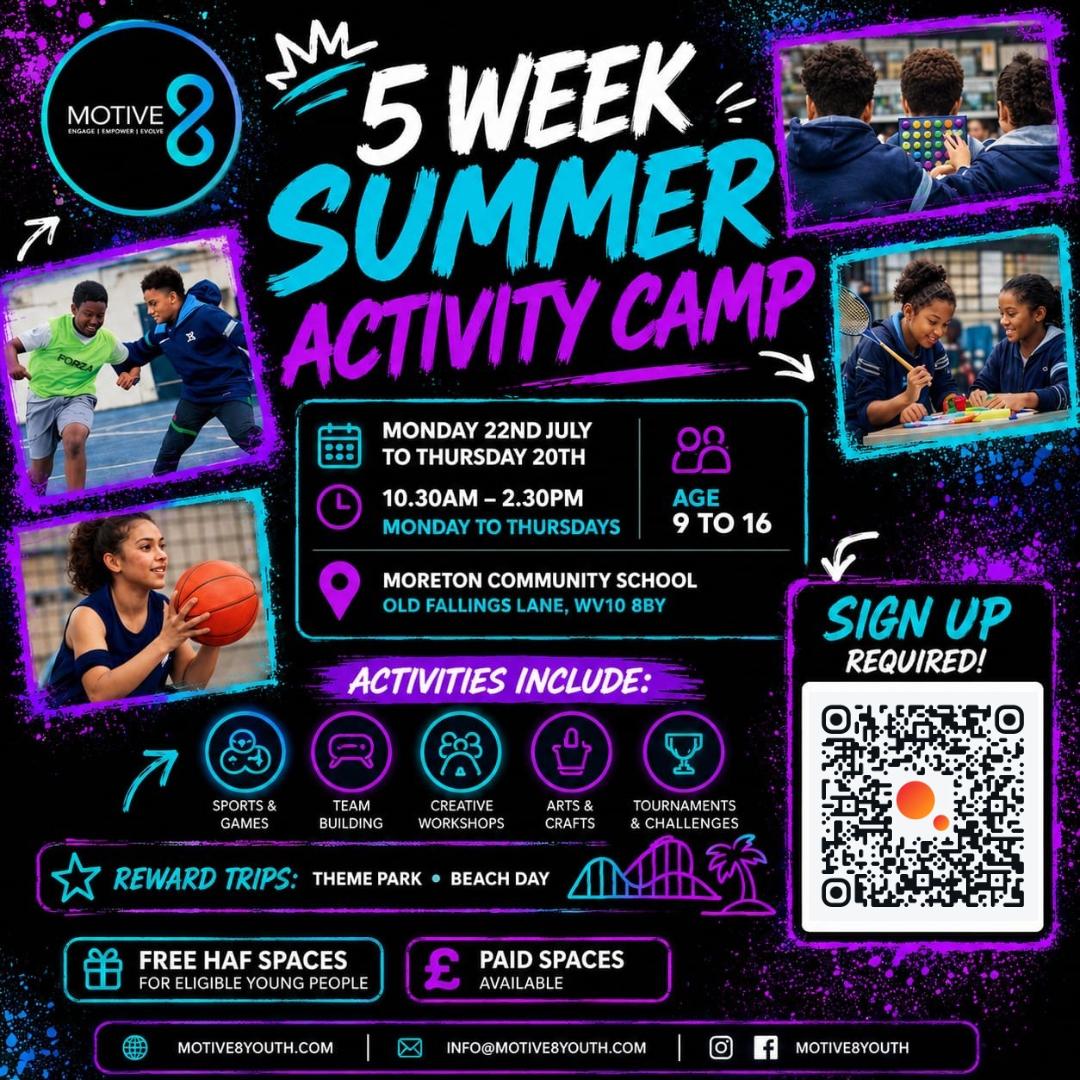 Motive8 Summer HAF Camp - Moreton School block mentored by Motive8 Youth C.I.C