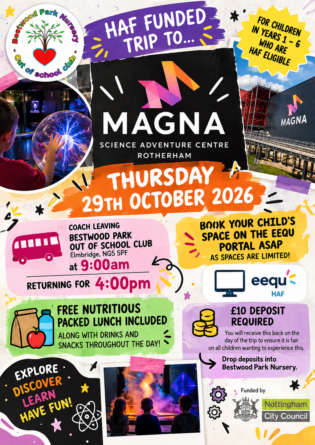 Magna Science Adventure Centre Day Trip block mentored by Bestwood Park Nursery and Out of School Club