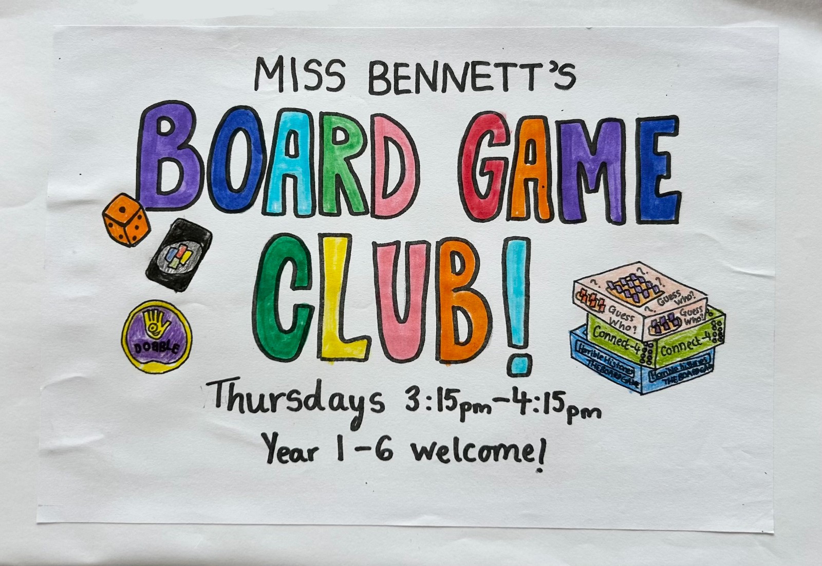 CCSJ Years 1 - 6 Board Game Club block mentored by Miss Bennett