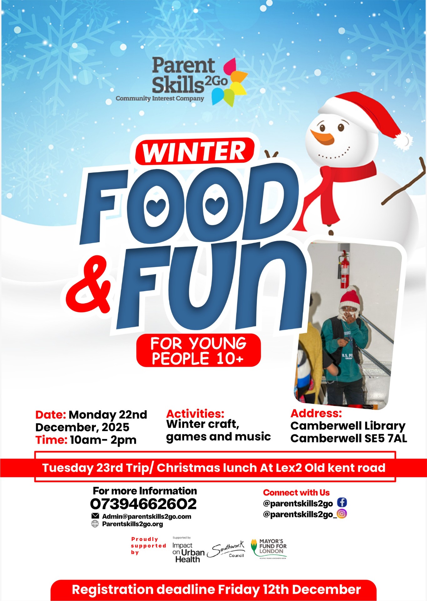 ParentSkill2Go at Camberwell Hub block mentored by Parentskills2go cic