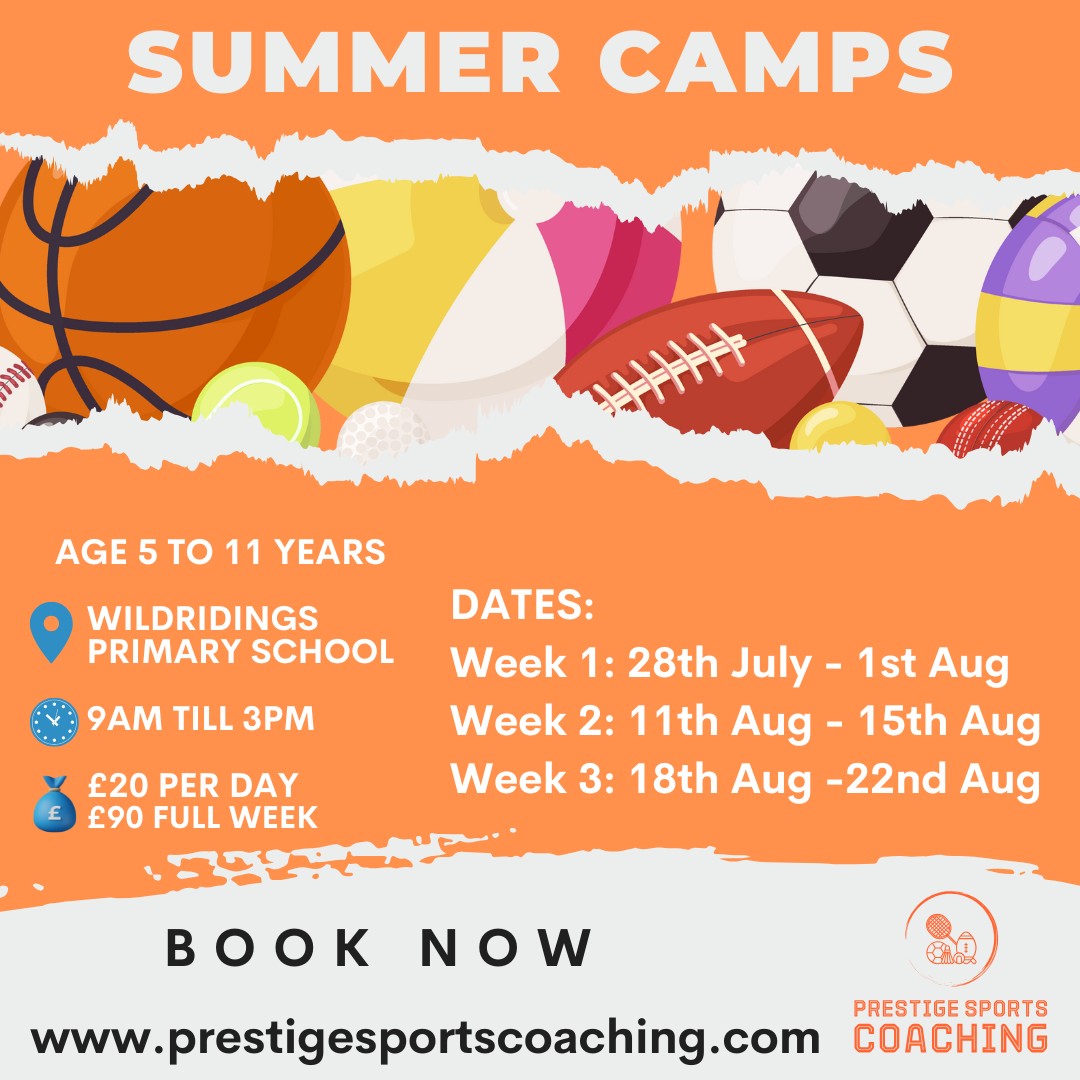 Summer Holiday Camps block mentored by Prestige Sports Coaching