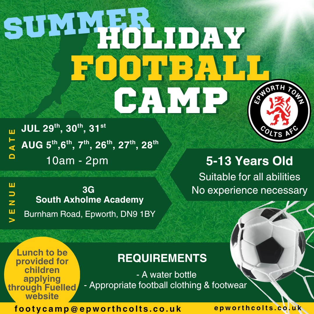 Epworth Colts Summer Camp FUELLED block mentored by EPWORTH TOWN COLTS AFC