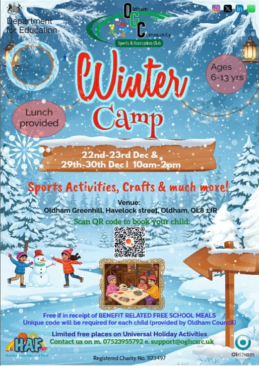 Oldham Greenhill XMas HAF block mentored by Oldham Greenhill Community Sports and Recreation Club