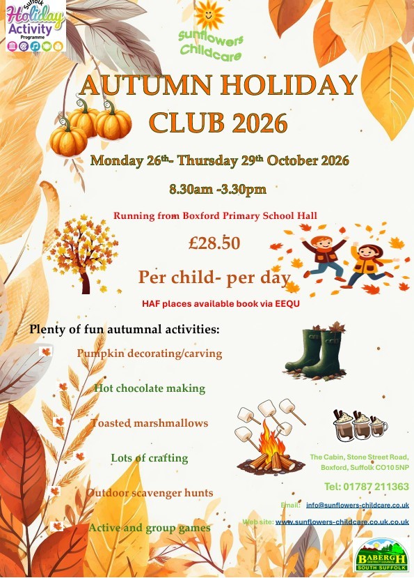 Autumn half-term holiday club 2026 block mentored by Sunflowers Childcare C.I.C
