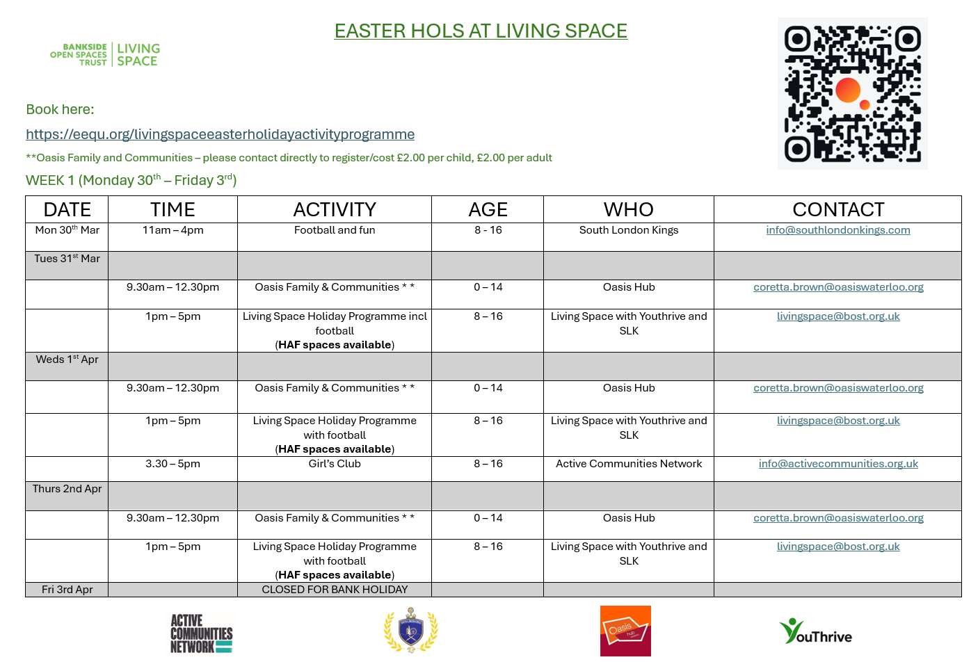 HAF Living Space EASTER Holiday Club - image 2