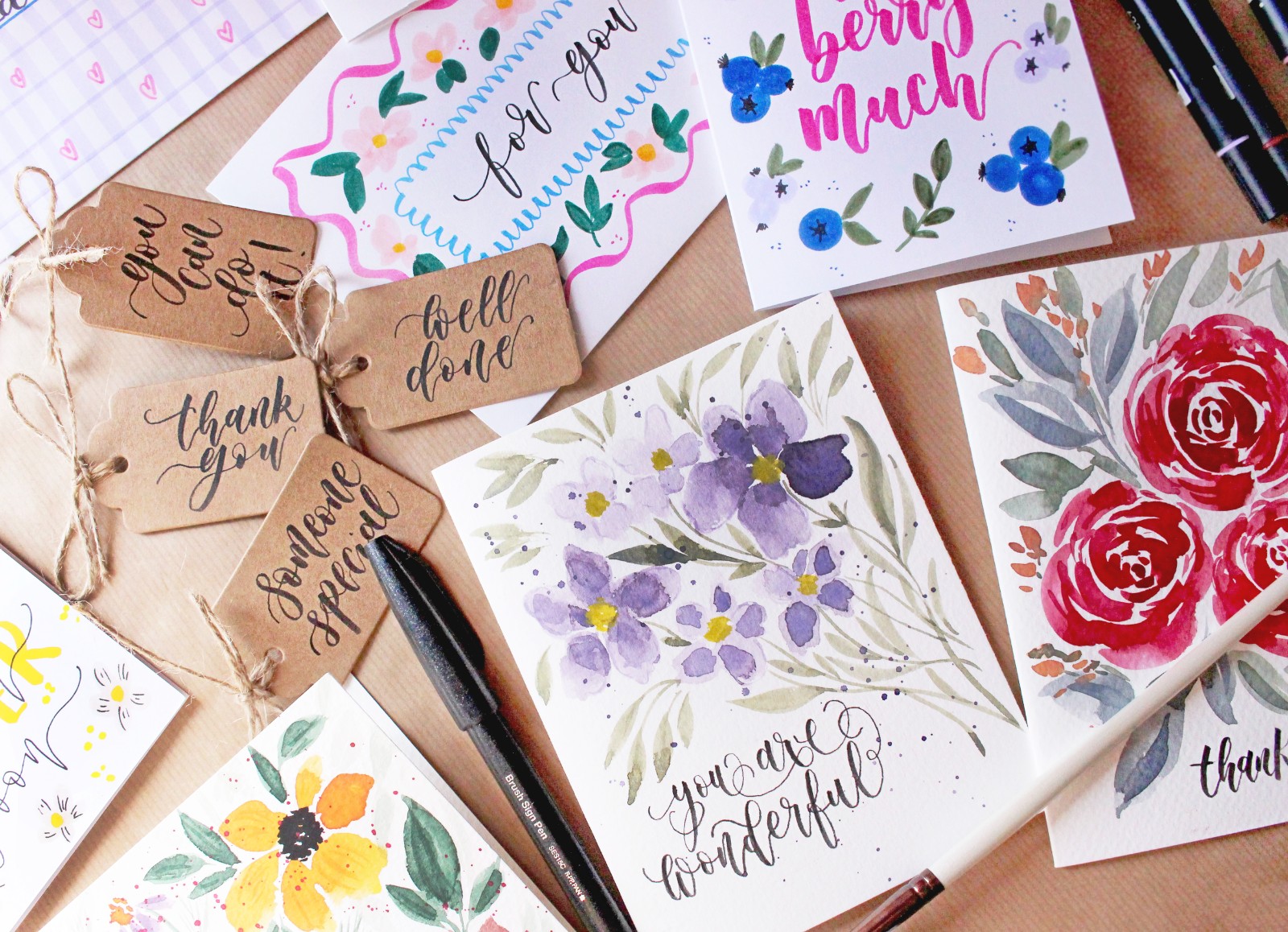 4 Week Brush Calligraphy & Watercolours block mentored by Alina Snepste