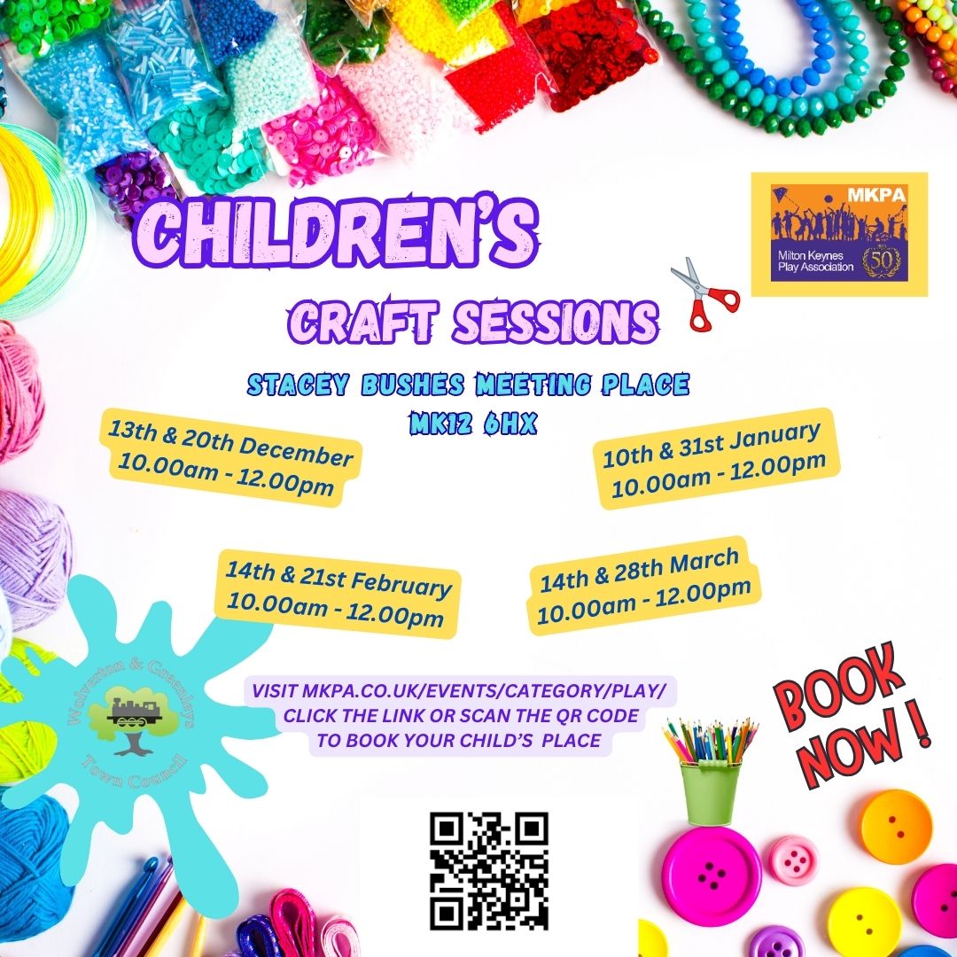 PARENTS MUST ATTEND
Stacey Bushes Crafts block mentored by Milton Keynes Play Association