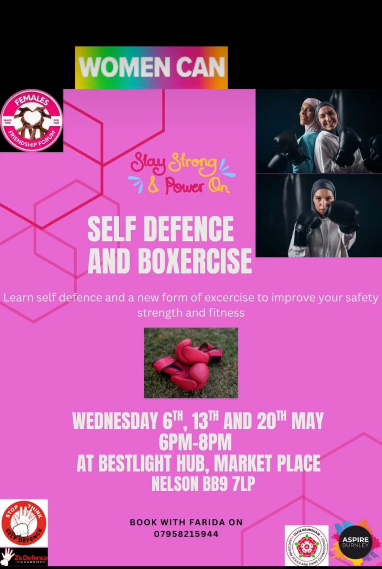 Women's Self Defence Classes block mentored by Aspire Burnley