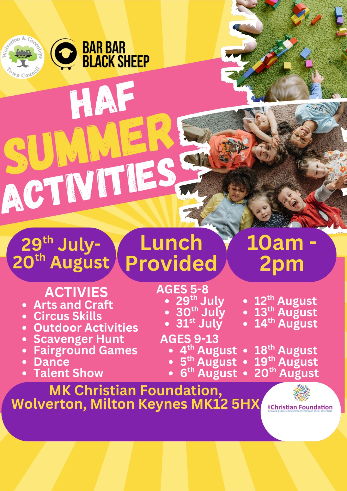 Creative Arts and Games Workshop 9-13yrs block mentored by Wolverton and Greenleys Town Council