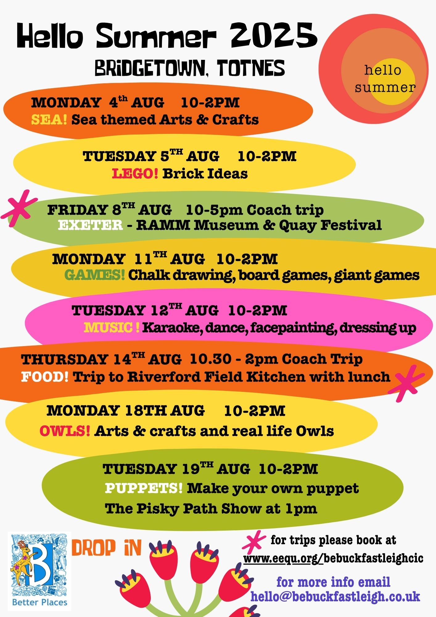 BRIDGETOWN RIVERFORD TRIP - 14th AUG block mentored by Better Places (Be Buckfastleigh) Hello Summer