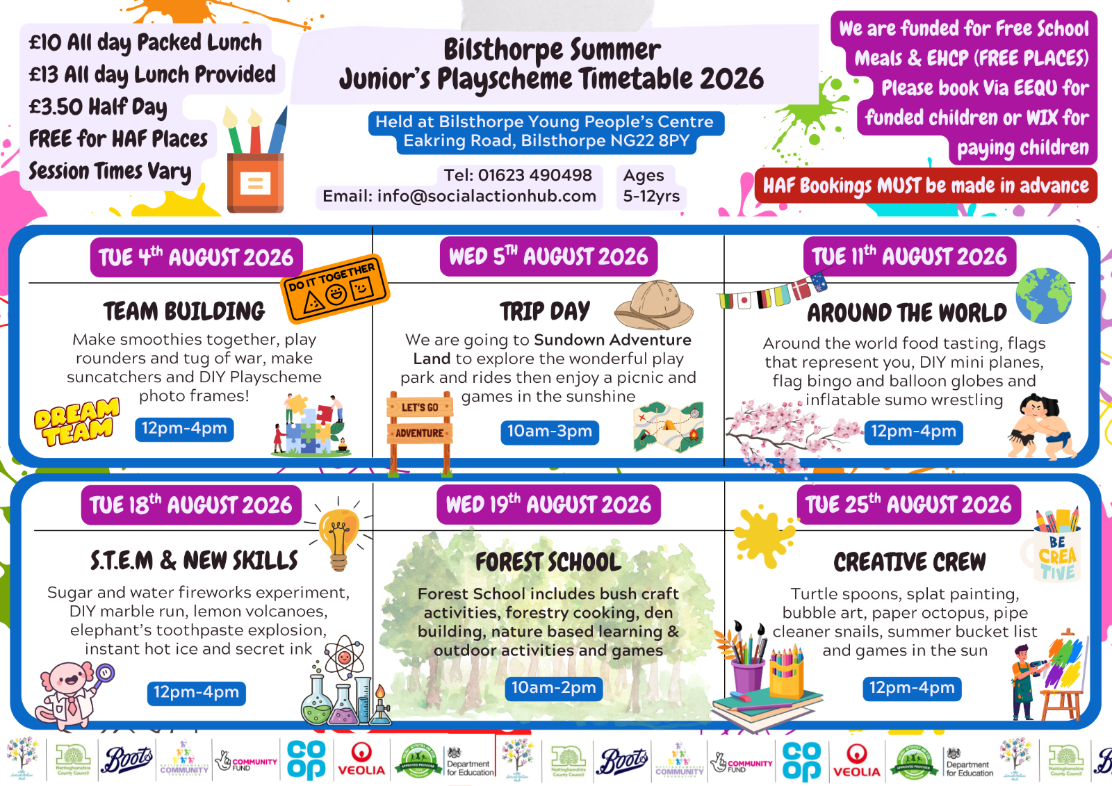 BILSTHORPE Junior Club/Trips/Forest School block mentored by The Social Action Hub