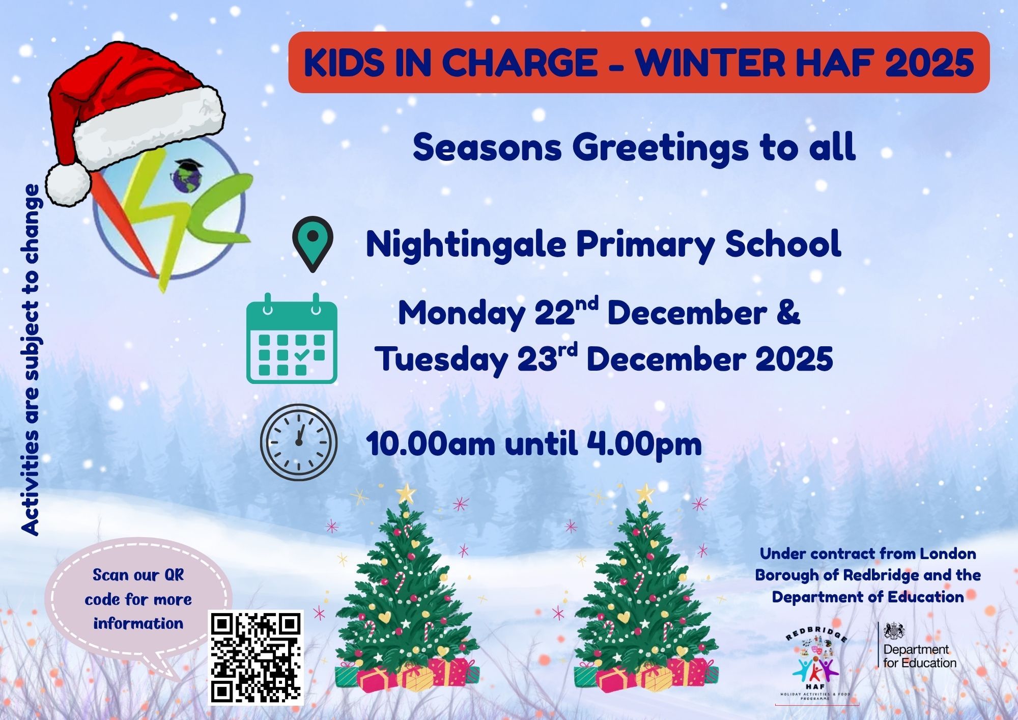KIC Winter HAF 2025 @Nightingale Primary block mentored by Kids In Charge