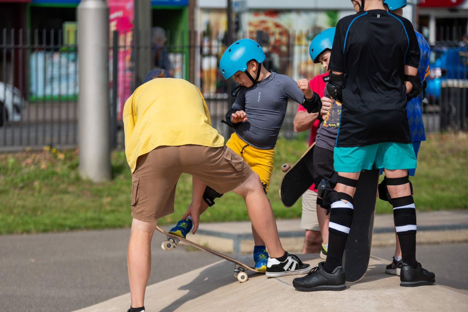Skateboarding at Leatherhead Leisure Centre block mentored by Mole Valley Summer Holiday Programme