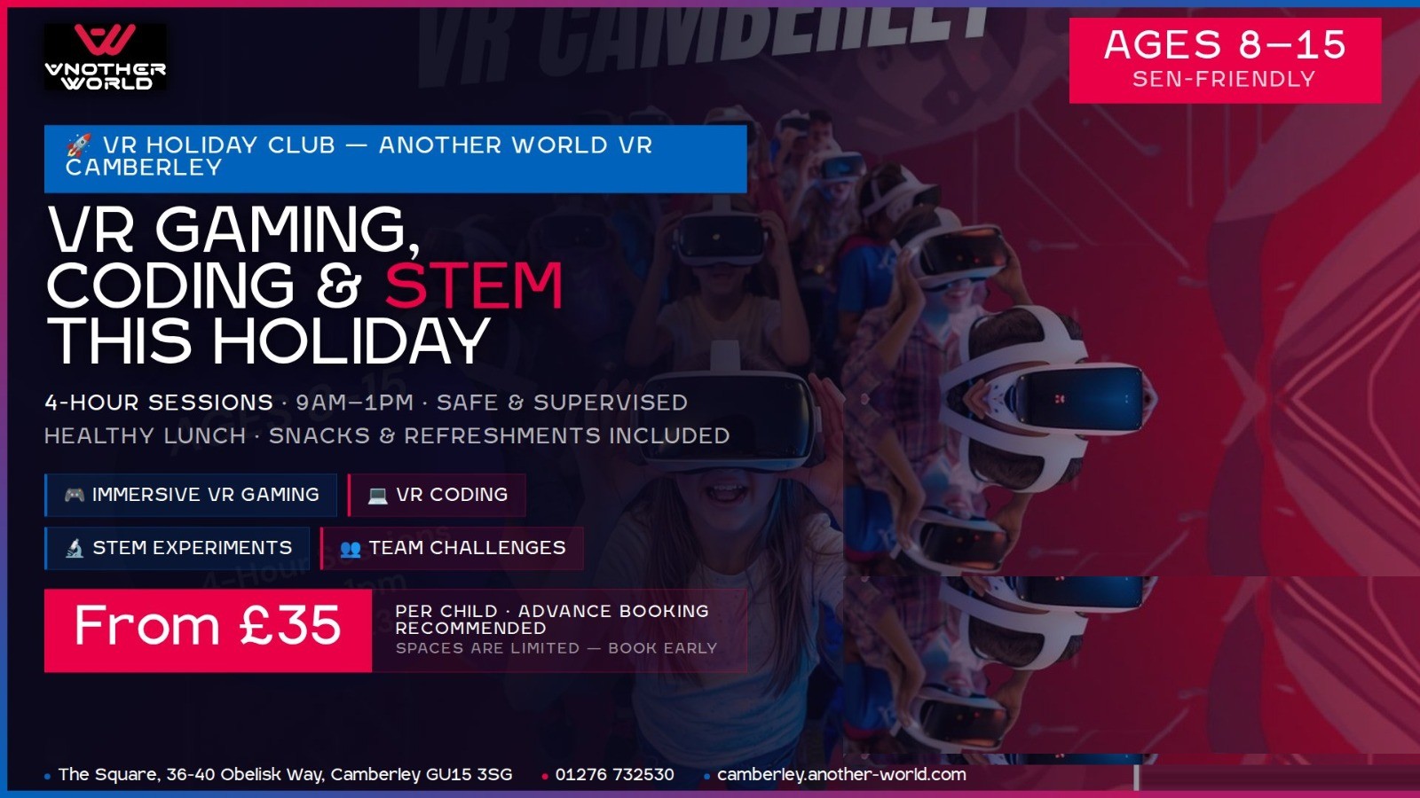 VR Digital, Coding & Gaming Holiday Club block mentored by Another World VR Camberley