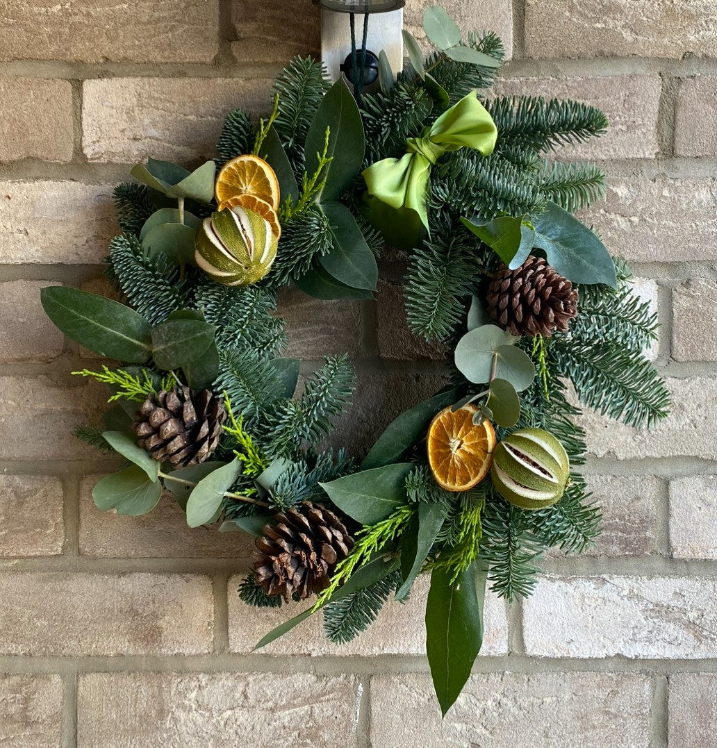 Winter Wreath making workshop for adults block mentored by Farmlings Forest School