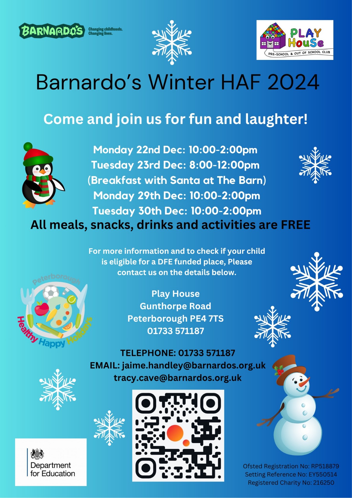 Play House HAF & Holiday Club Gunthorpe block mentored by Barnardo's Play House Pre-School and Out of School Club