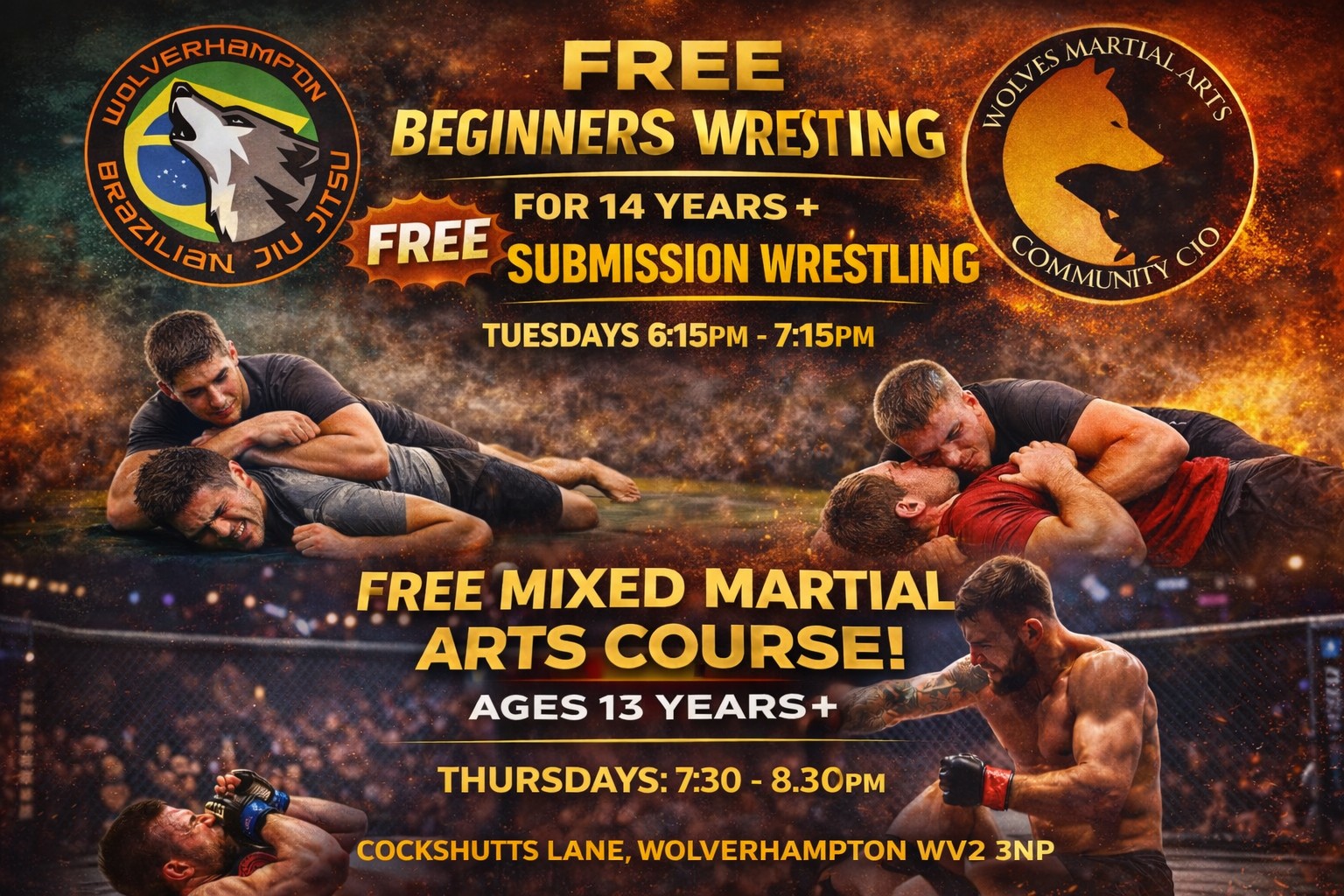 Free wrestling and mixed martial arts block mentored by Wolverhampton BJJ