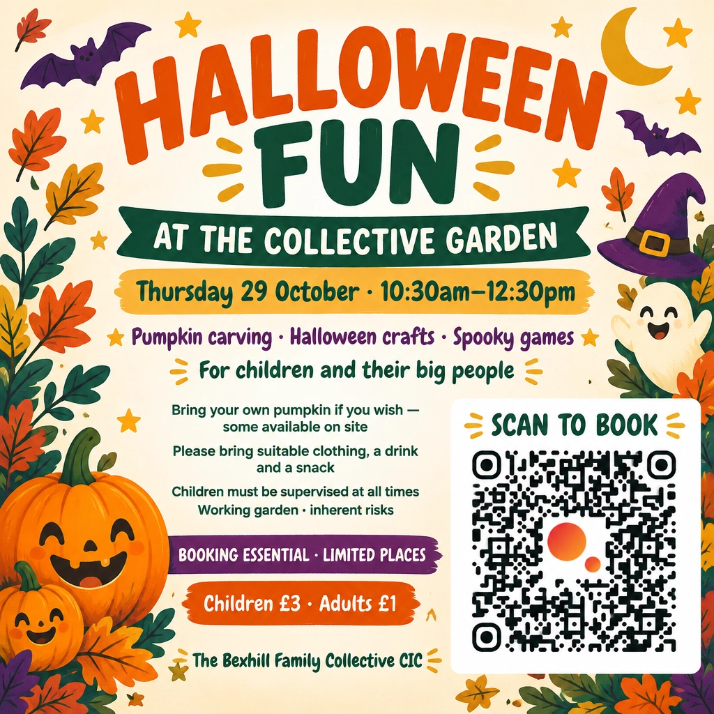 Halloween fun at The Collective Garden block mentored by Bexhill Family Collective CIC
