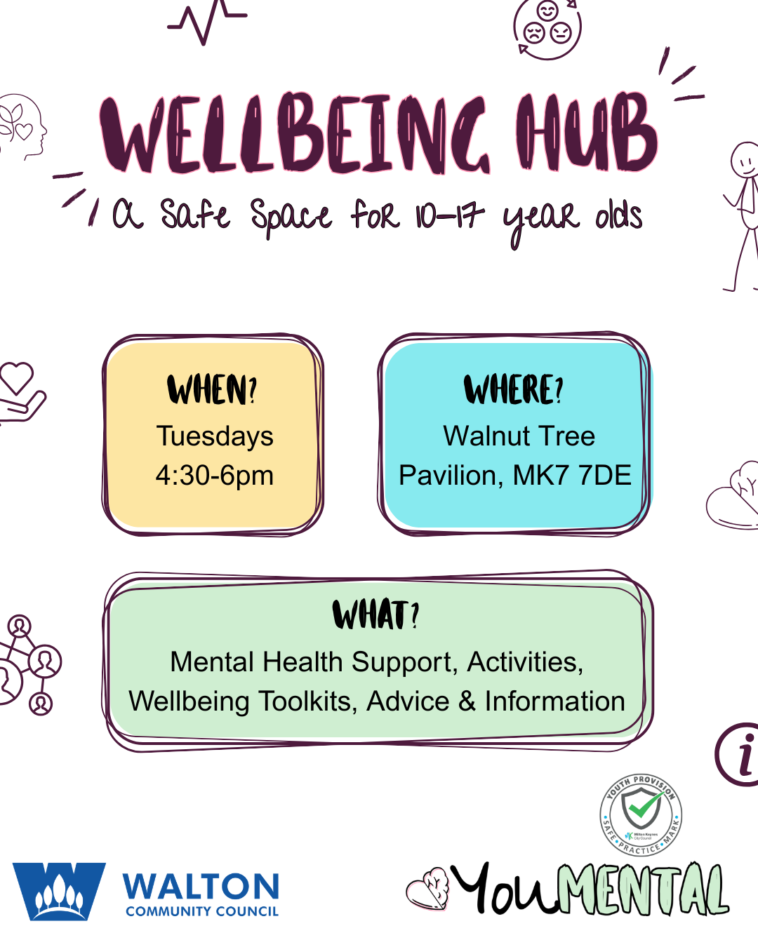 Wellbeing Hub in Walnut Tree block mentored by You: Mental Health and Wellbeing CIC