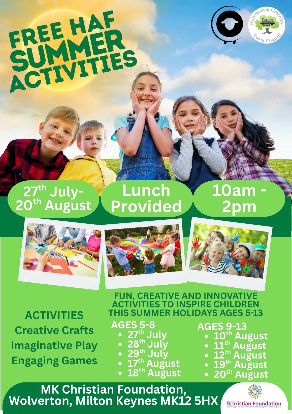 Summer HAF - Crafts, Games and Creative Fun block mentored by Wolverton and Greenleys Town Council